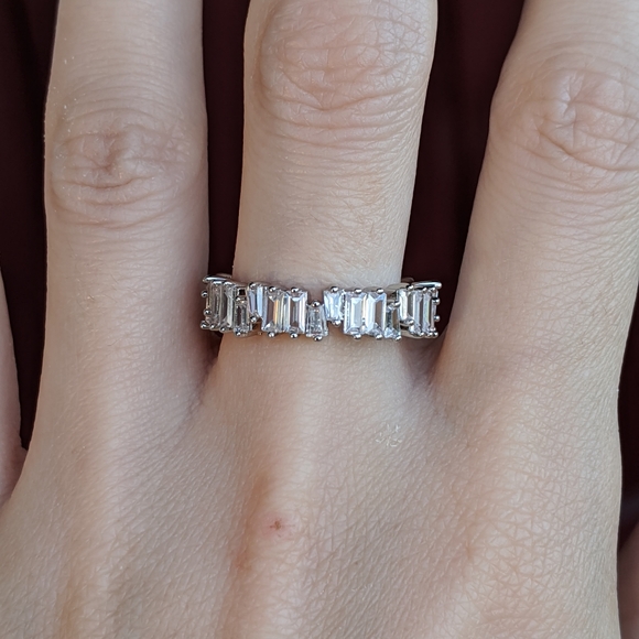 🆕S925-White Sapphire & White CZ Eternity Ring 8 - Picture 7 of 12
